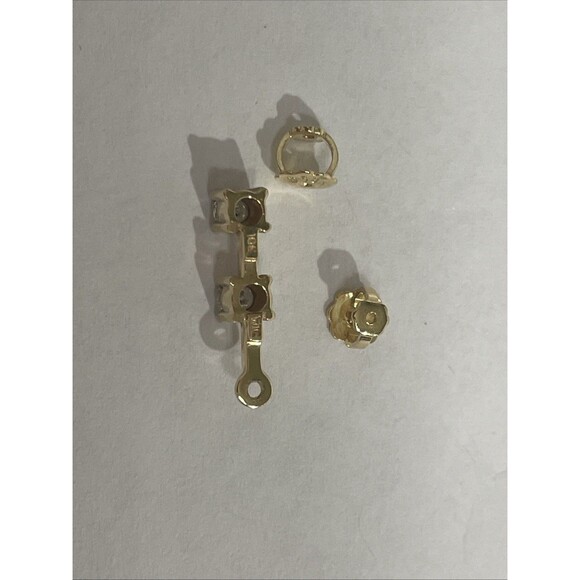 Past Present Future 3-Stone Diamond Earrings in 10k Yellow Gold. READ - Picture 9 of 12